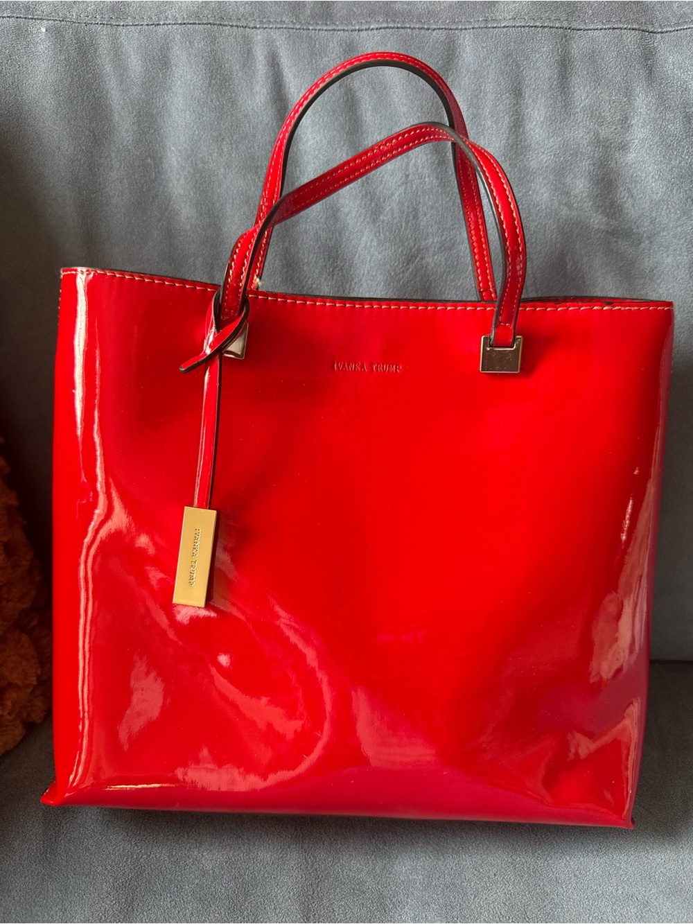 Ivanka Trump Red Patent Tote with Double Top Handles